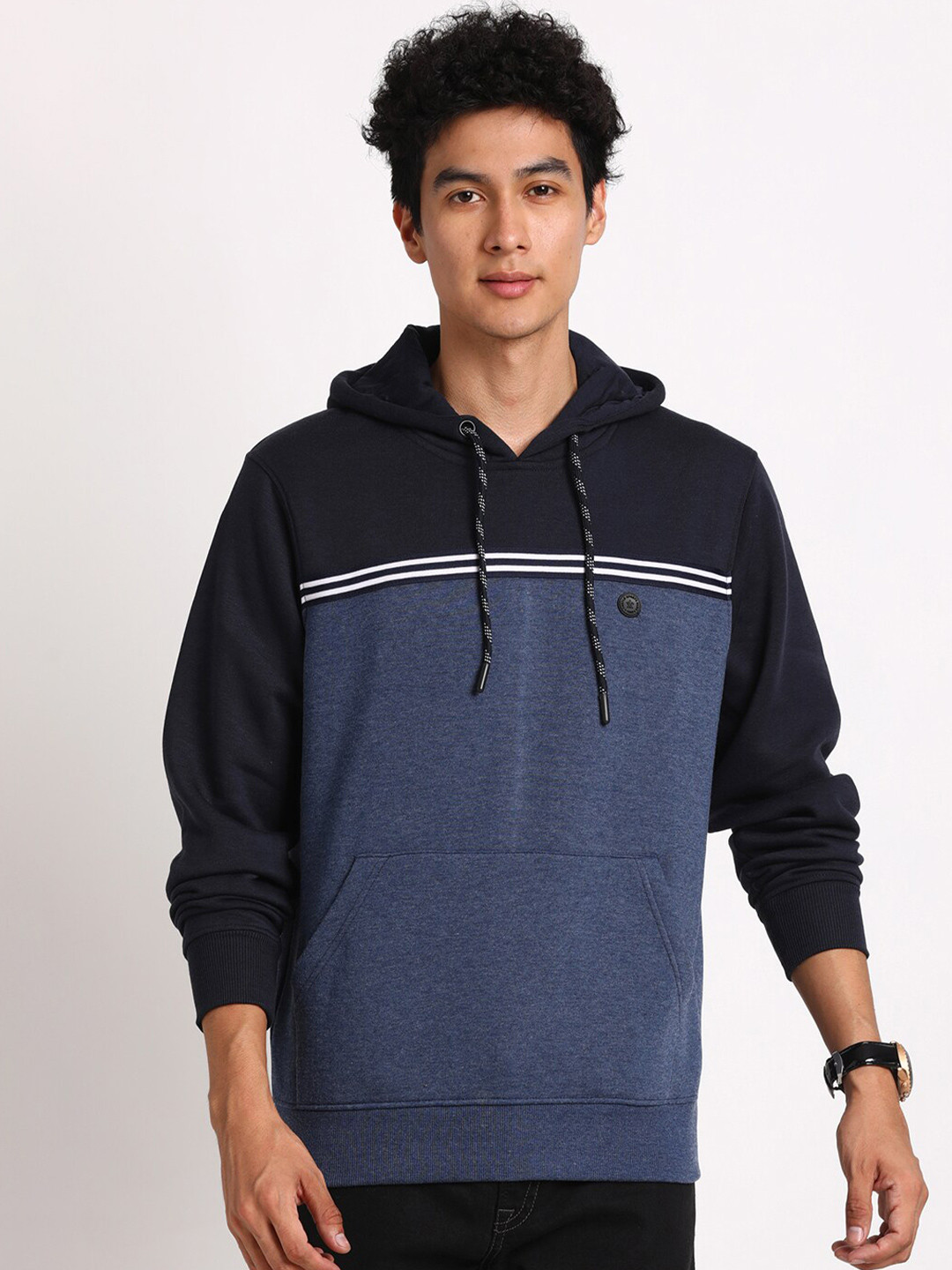 Turtle Colourblocked Hooded Cotton Sweatshirt