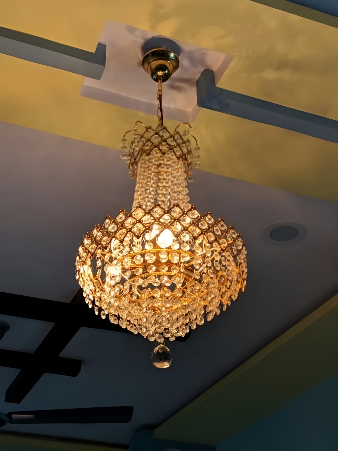 SHRI MAHAL ANTIQUES Gold-Toned Jhumar Textured Ceiling Lamp