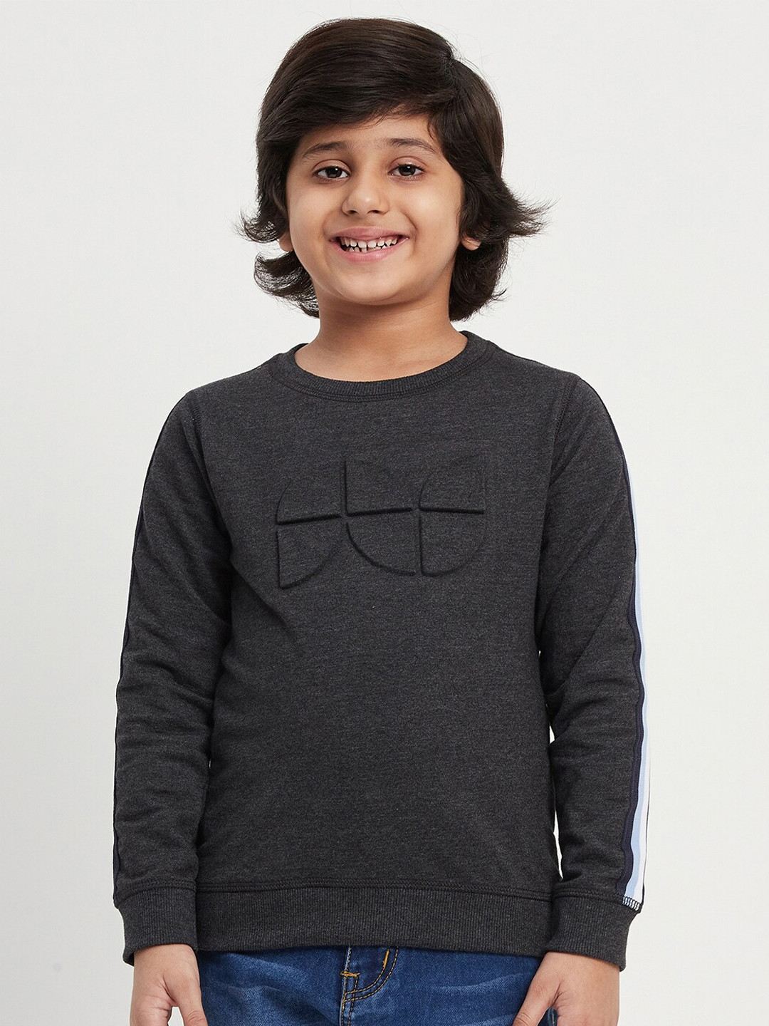 Purple United Kids Boys Self Design Cotton Terry Pullover Sweatshirt