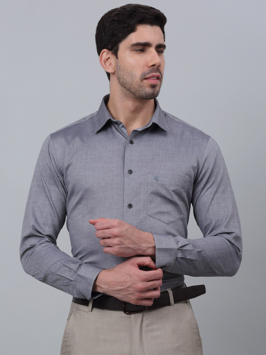Cantabil Comfort Textured Cotton Formal Shirt