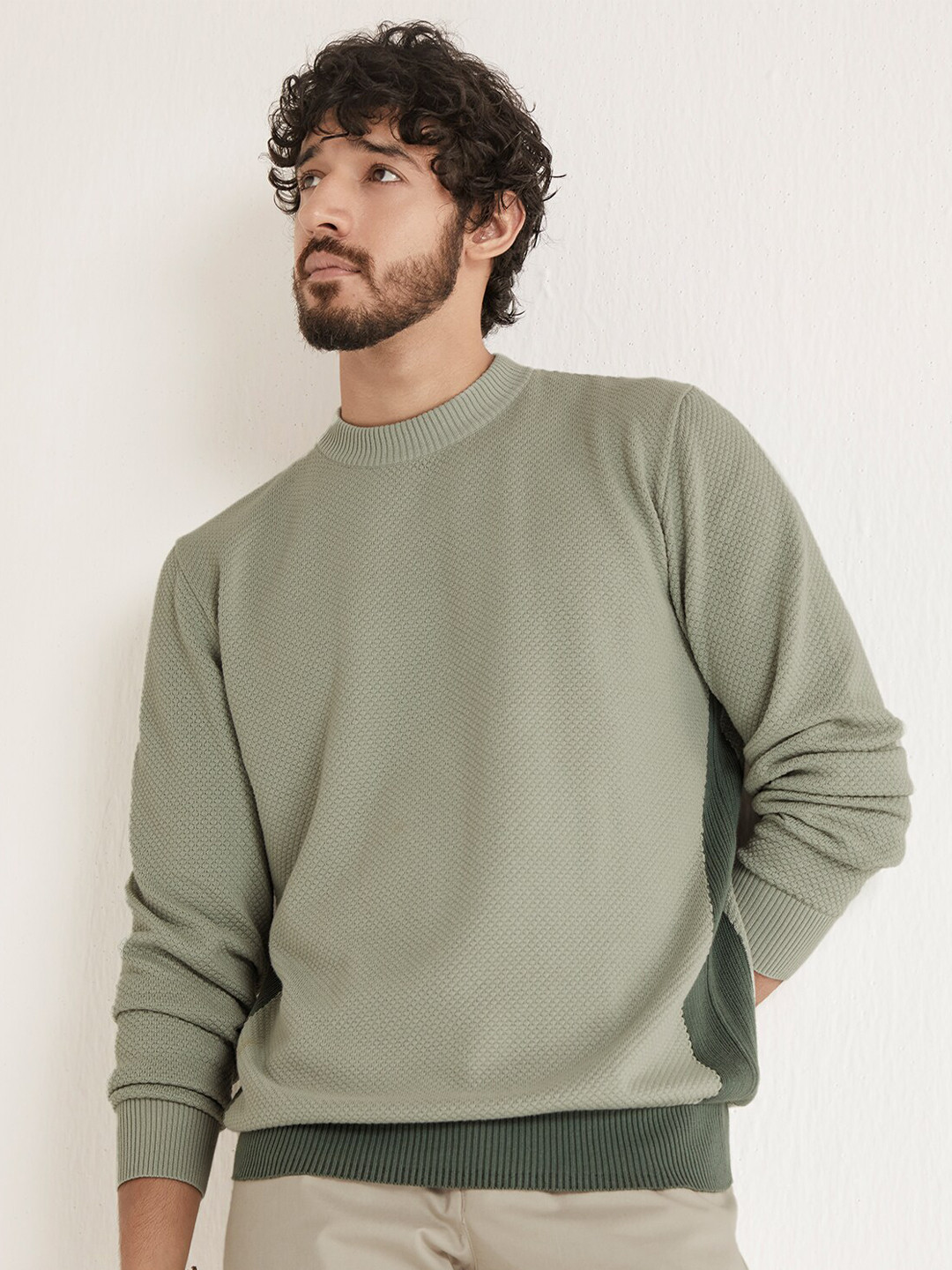 Andamen Cable Knit Self Design Cotton Christmas Pullover Sweater