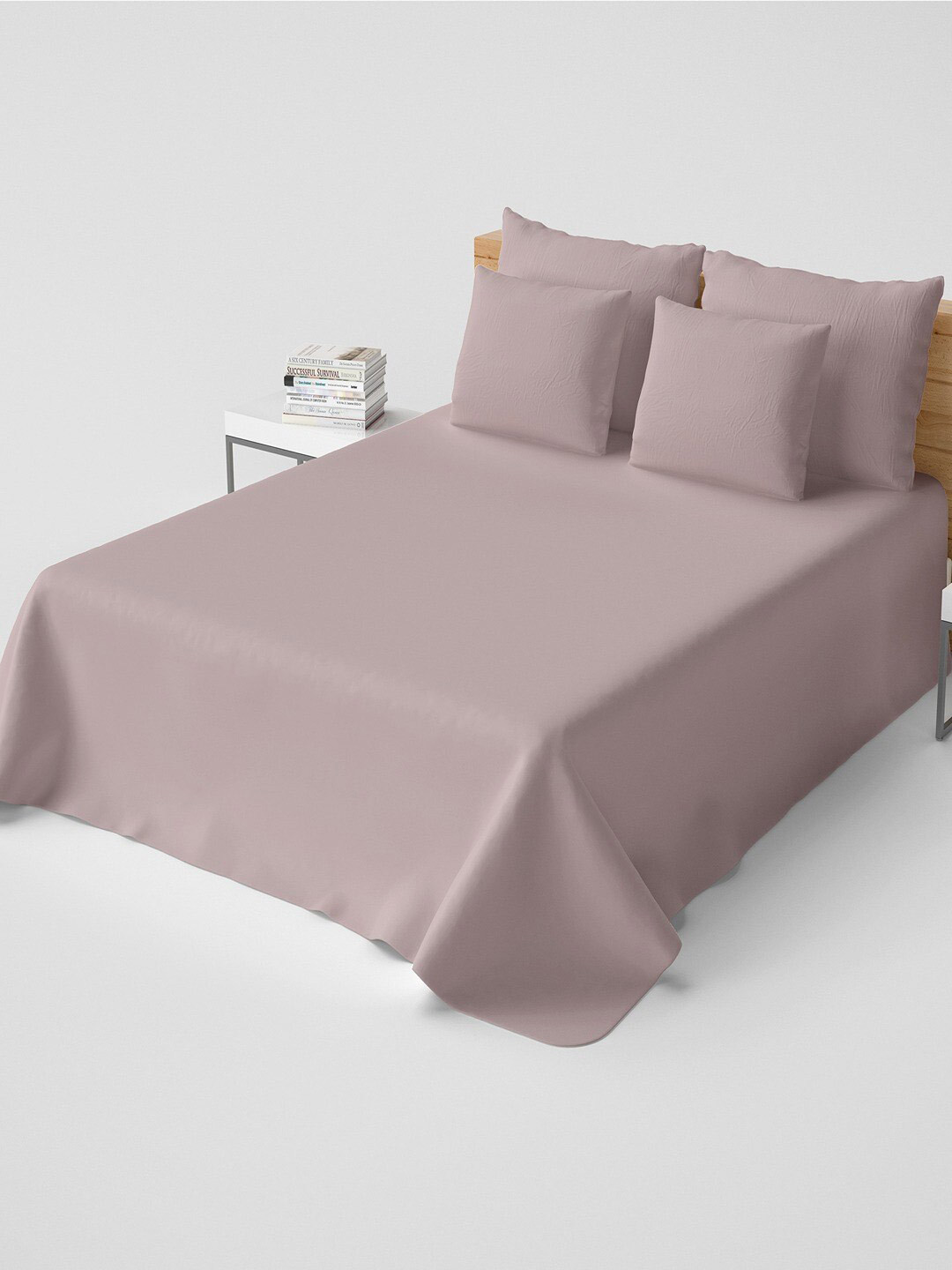 Himeya Comfort Percale Rose Pure Cotton 200 TC Fitted King Fine Bedsheet with 4 Pillow Covers-72 x 80 inches