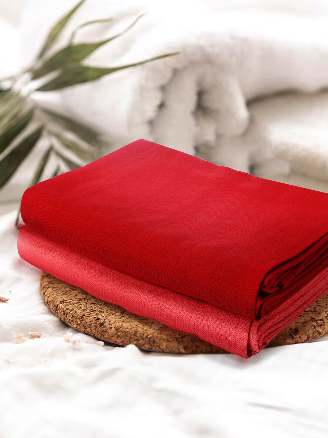 KOPA Red Peach 2 Pieces Solid Cotton 300 GSM Reversible Bath Towel
