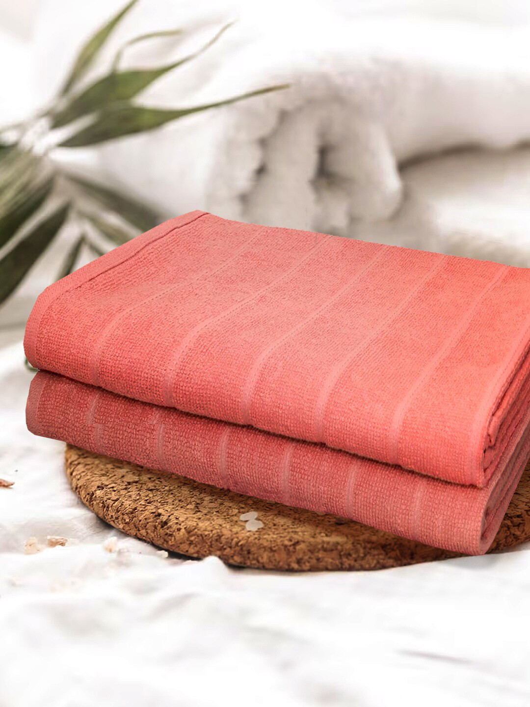 KOPA Coral 2 Pieces 300 GSM Pure Cotton Super Absorbent Bath Towels