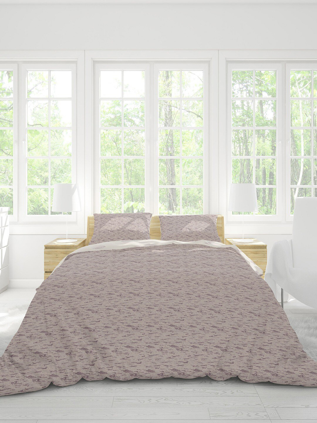 Himeya Rose Pink Printed 300 TC Cotton Queen Duvet Cover