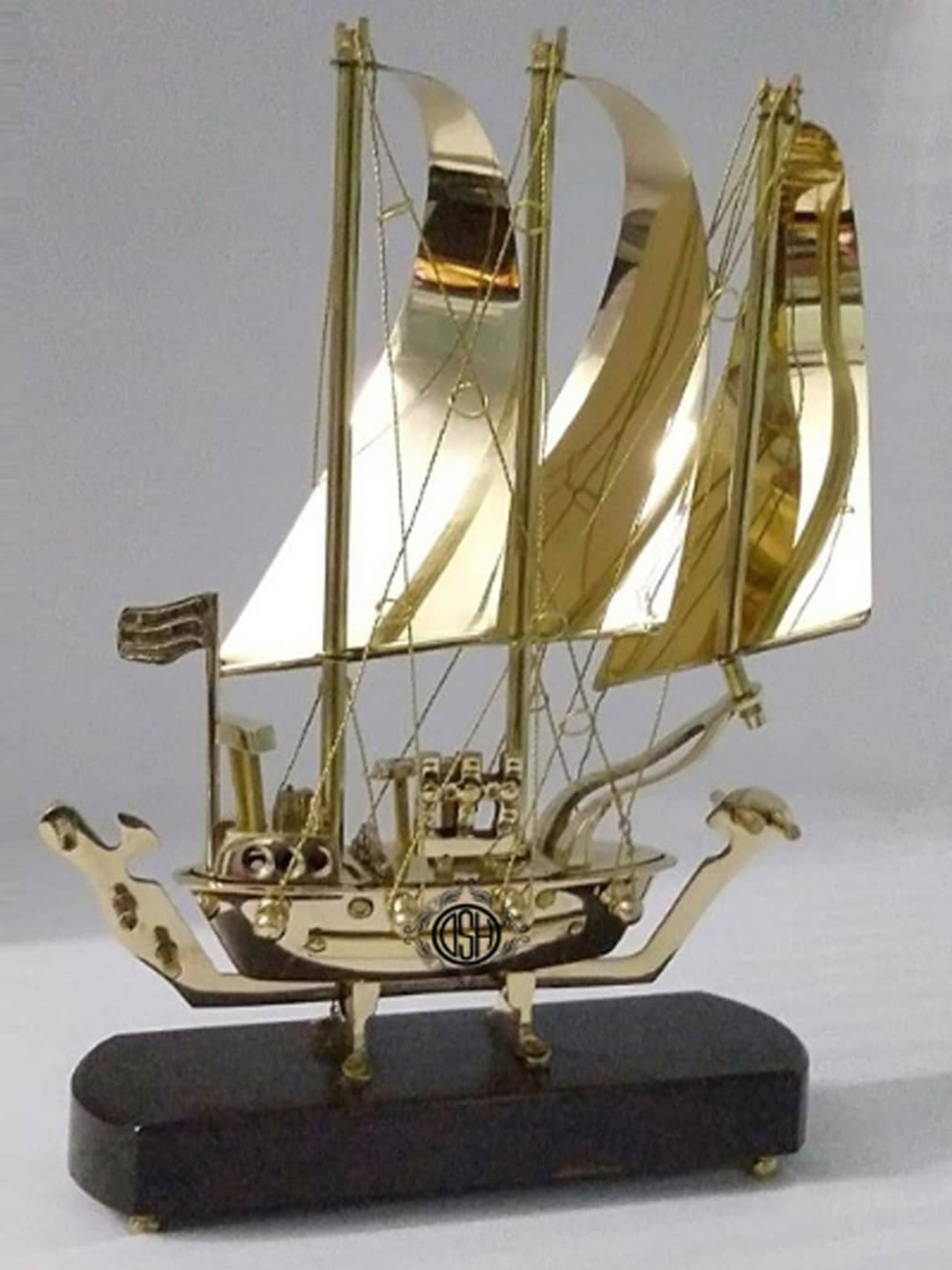 DSH Crafting Your Curiosity Ship Gold Brass Metallic Living Room Small Showpiece - 15.7 Inches