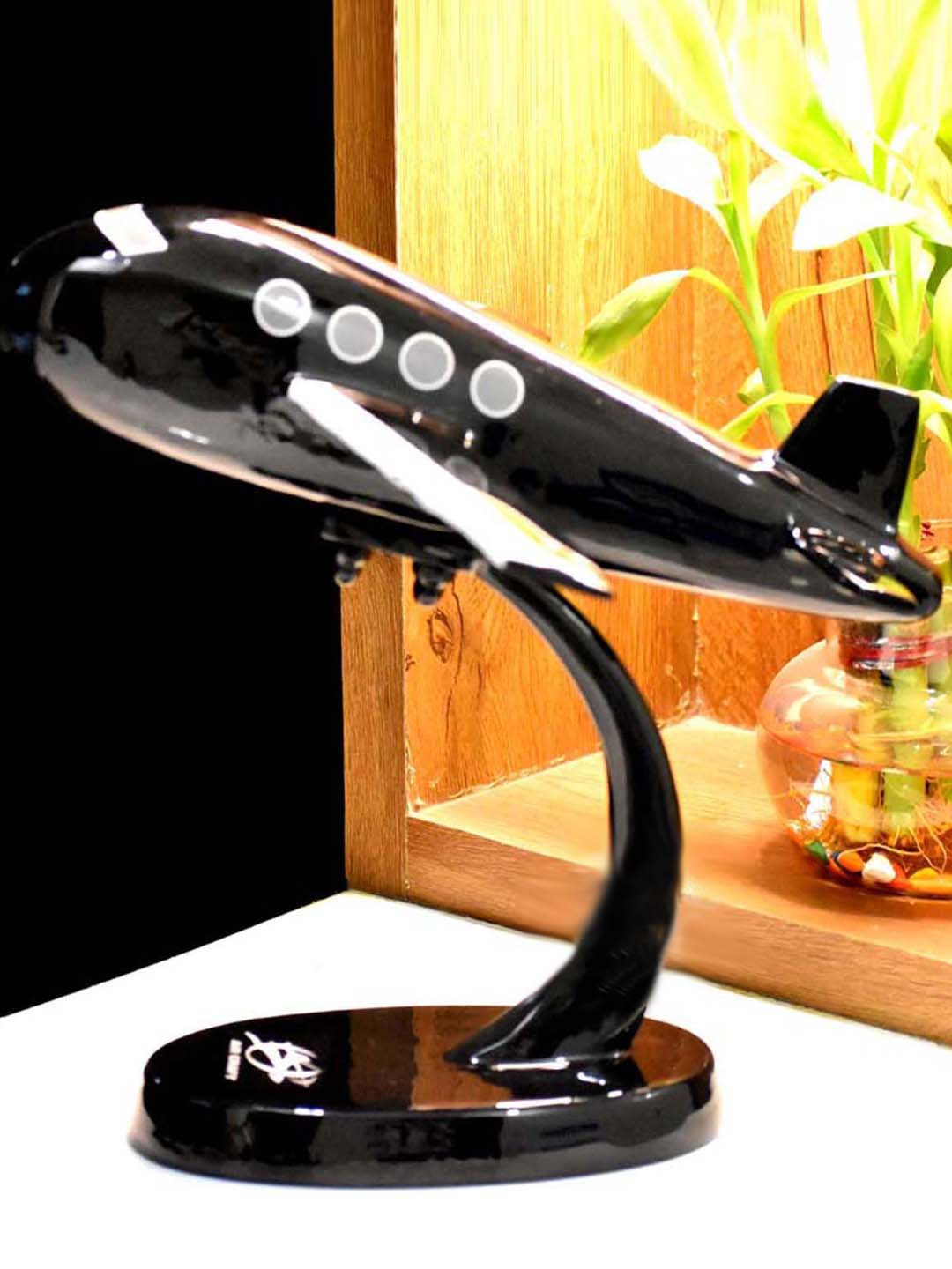 DSH Crafting Your Curiosity Aeroplane Black Metal Metallic Living Room Small Showpiece - 9.4 Inches