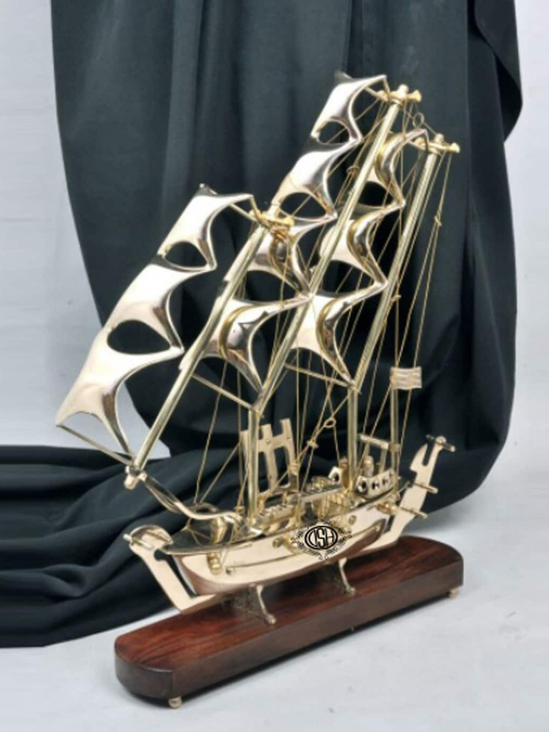 DSH Crafting Your Curiosity Ship Gold Brass Metallic Living Room Small Showpiece - 11.8 Inches