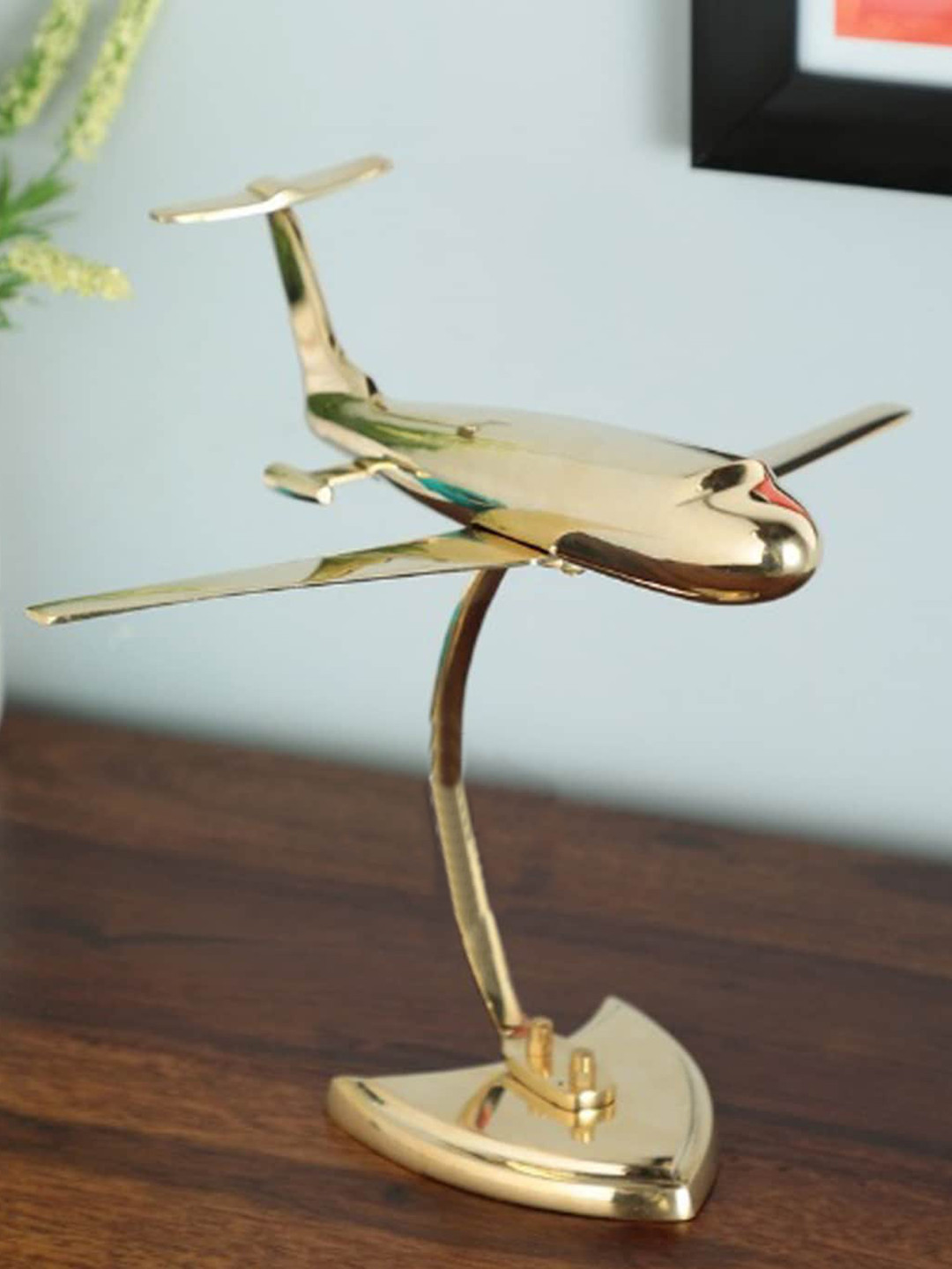 DSH Crafting Your Curiosity Jet Plane Gold Brass Metallic Living Room Small Showpiece - 5 Inches