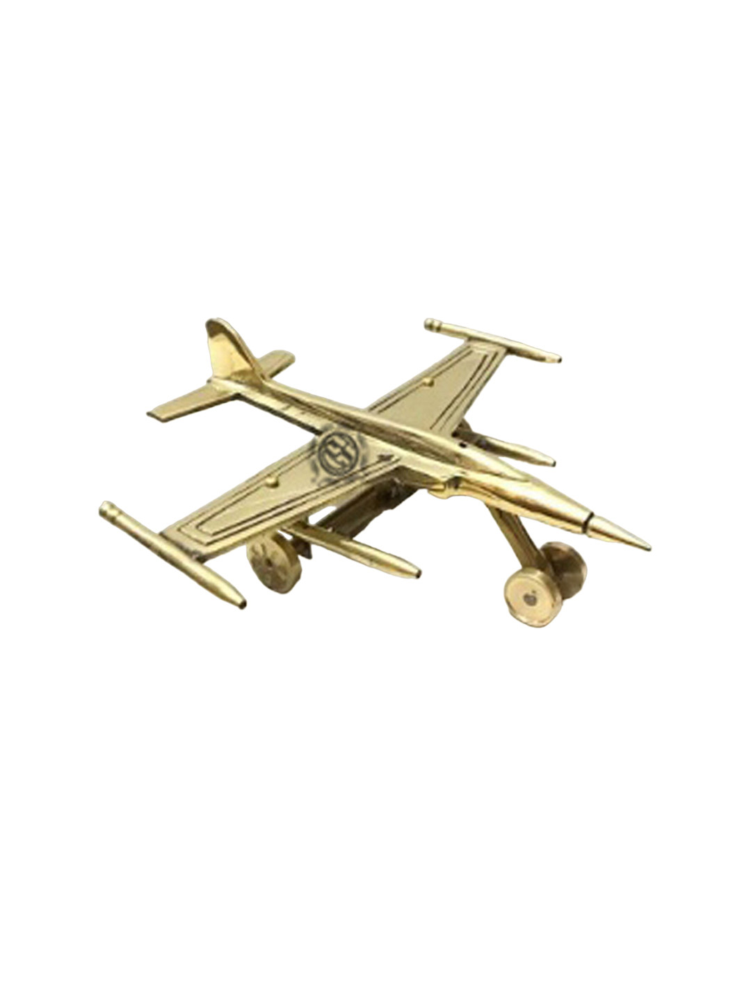 DSH Crafting Your Curiosity Aeroplane Gold Brass Metallic Living Room Small Showpiece - 3.1 Inches