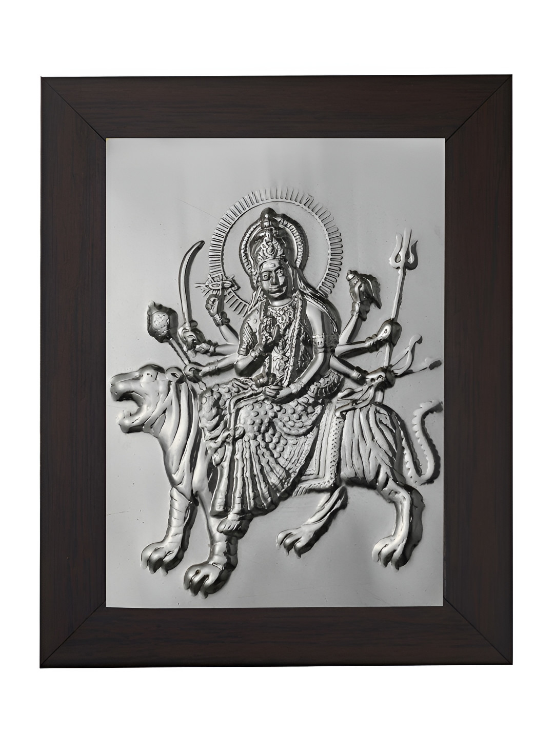 Pray Everyday Silver Plated Durga Mata Table Photo Frame