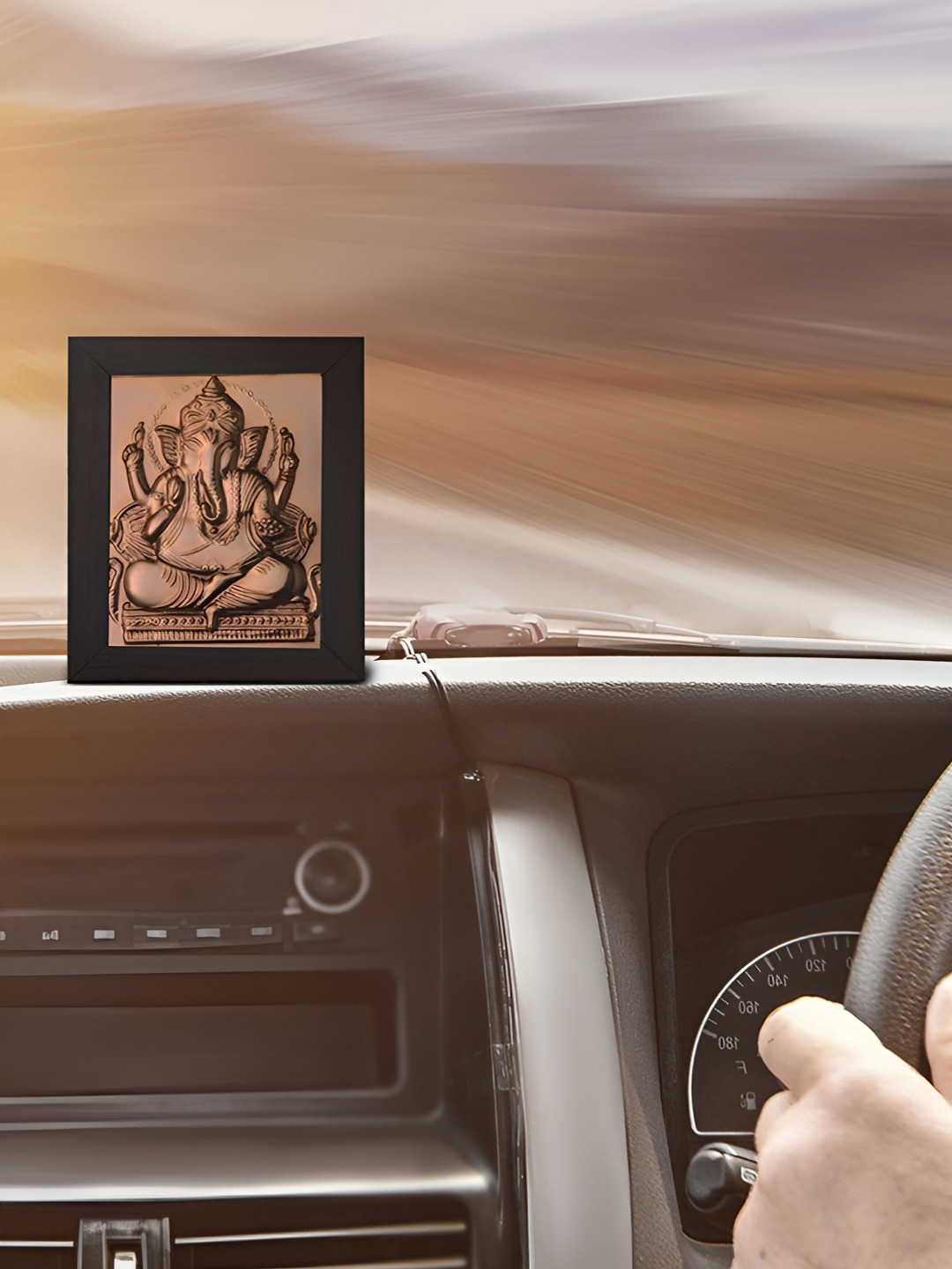 Pray Everyday Black Copper Ganesh Ji Rectangle Table Photo Frame