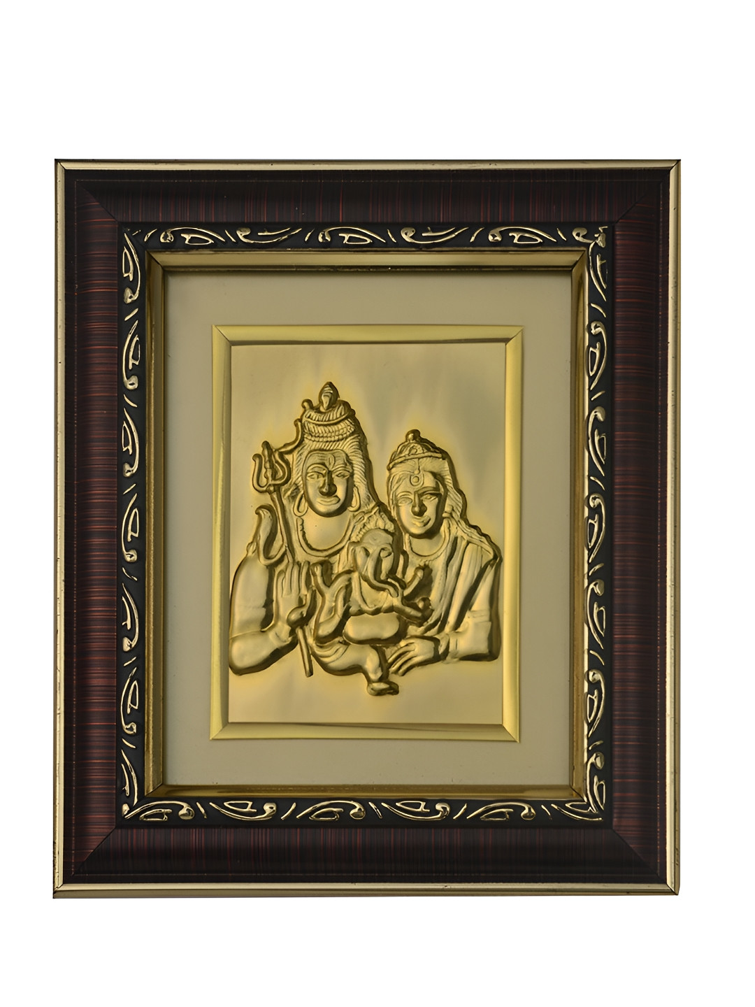Pray Everyday Black Gold-Plated Shiv Parvati Rectangle Wall Photo Frame