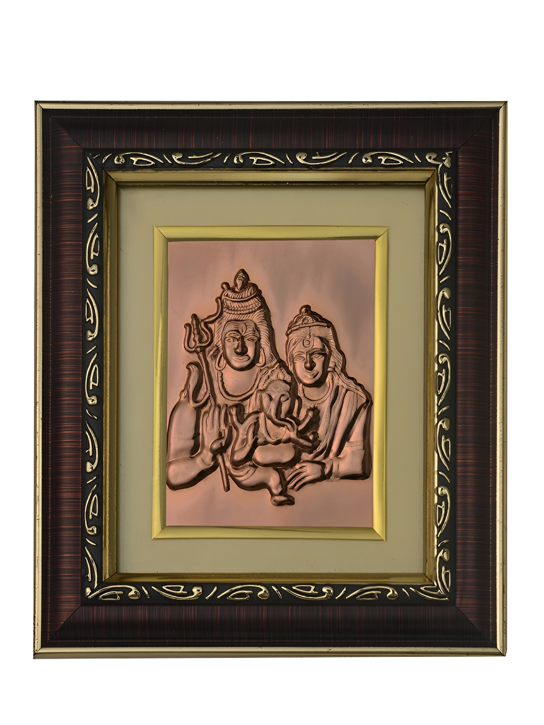 Pray Everyday Black & Gold-Toned Bronze Rectangle Shiv Parvathi Wall Photo Frame