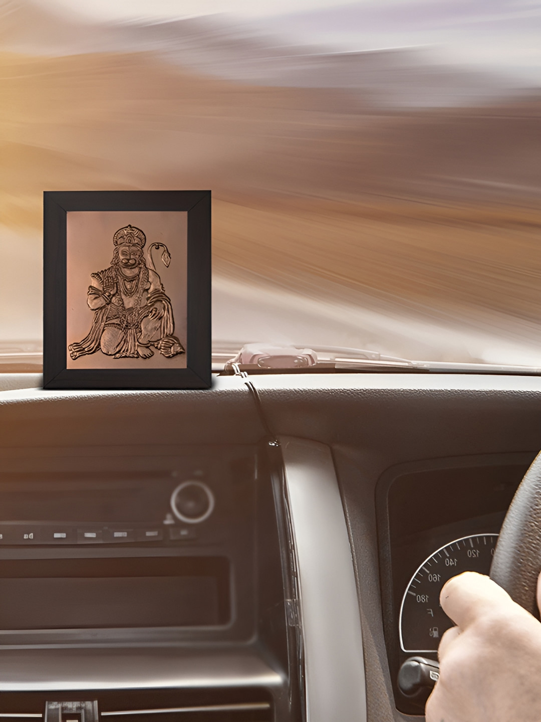 Pray Everyday Black Bronze Hanuman JI Rectangle Table Photo Frame