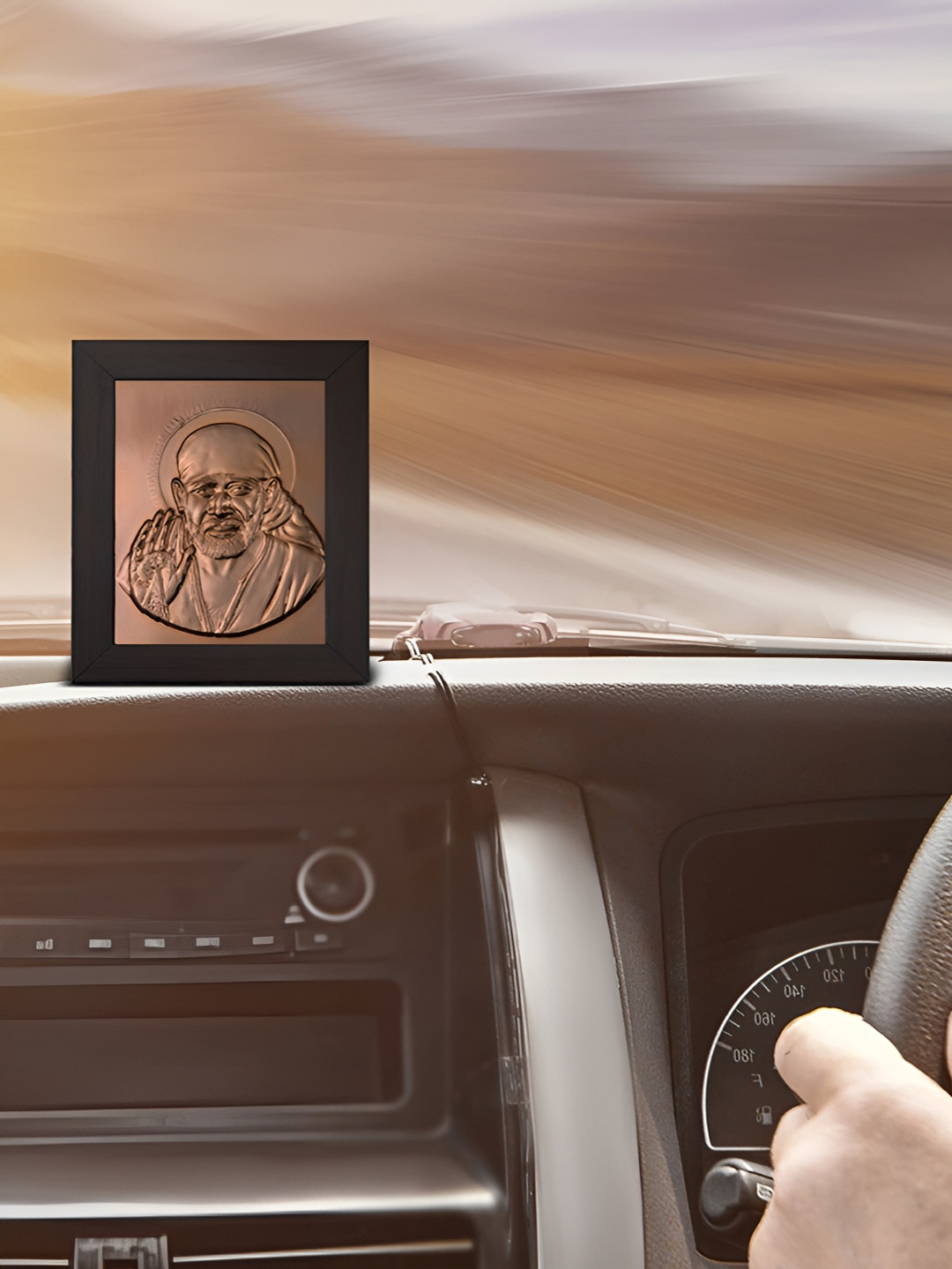 Pray Everyday Black Bronze Sai Baba Rectangle Table Photo Frame