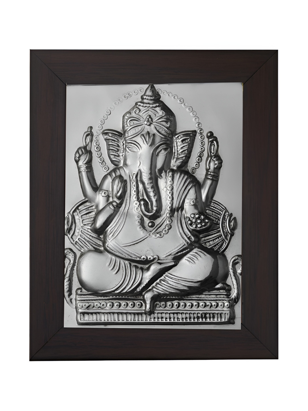 Pray Everyday Black Silver-Plated Ganesh Ji Rectangle Table Photo Frame