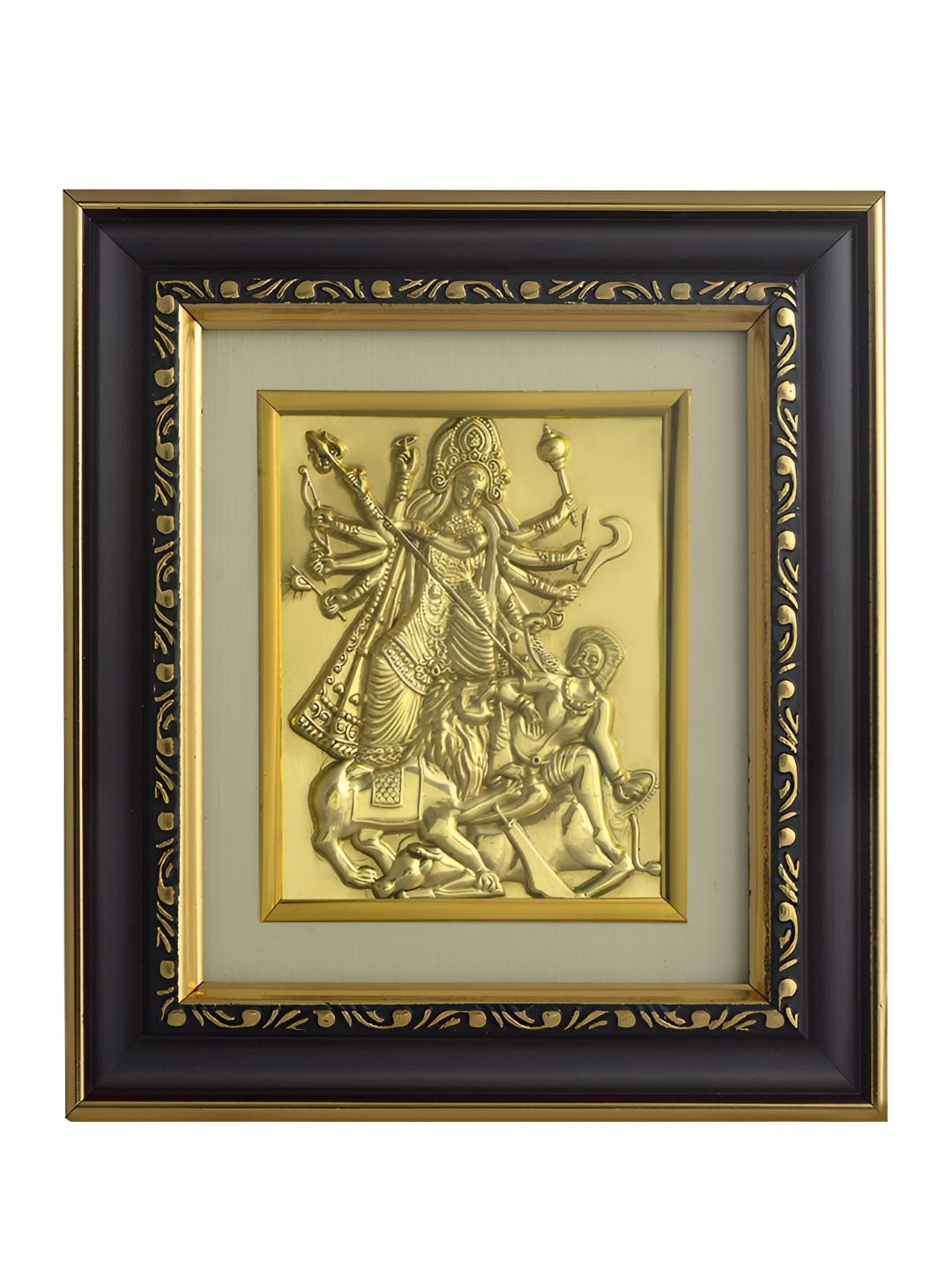 Pray Everyday Black Gold-Plated Mahishasur Mardini Rectangle Wall Photo Frame