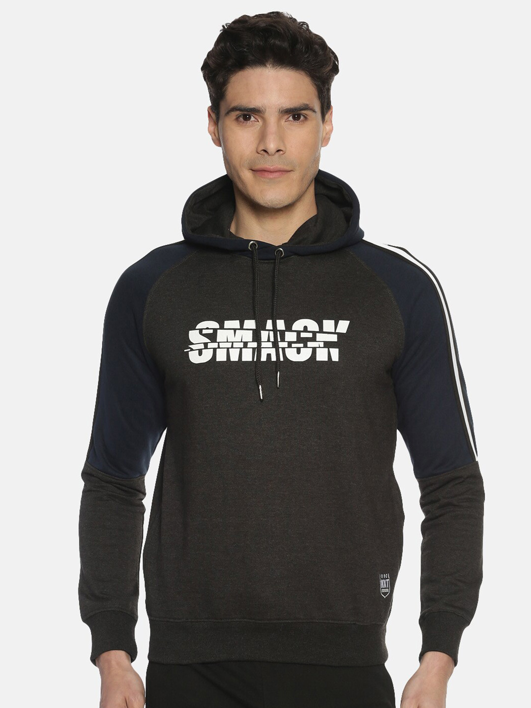 Force NXT Colourblocked Hooded Neck Long Sleeve Cotton Pullover Sweatshirt