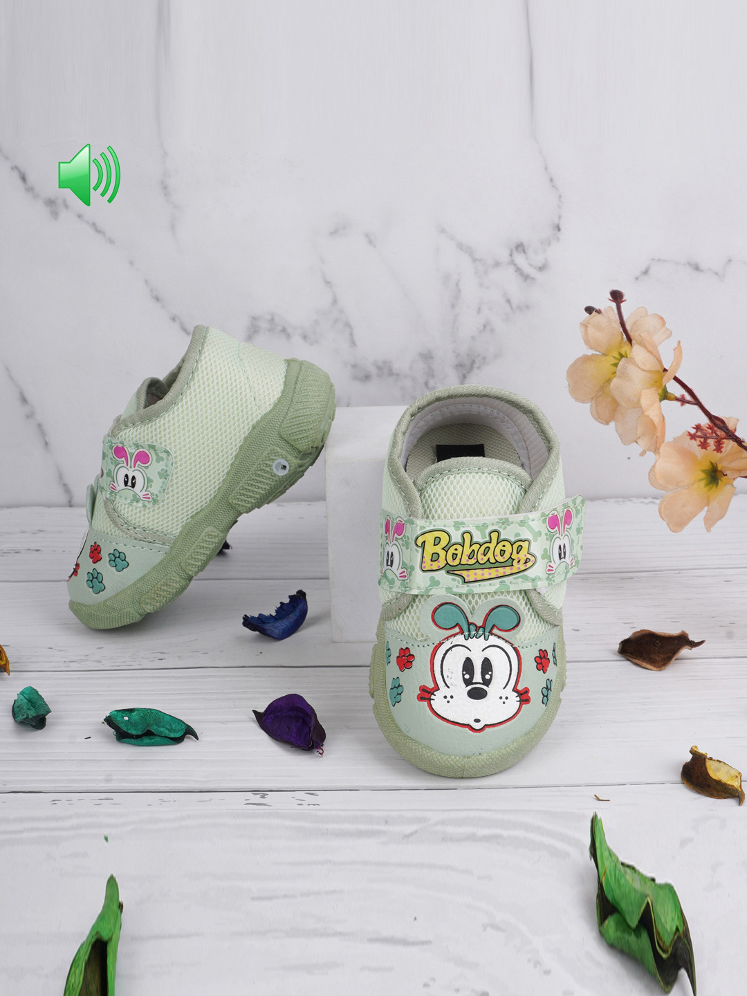 BAESD Kids Bobdog Printed Musical Lightweight Anti-Skid Anti-Collision Velcro Sneakers