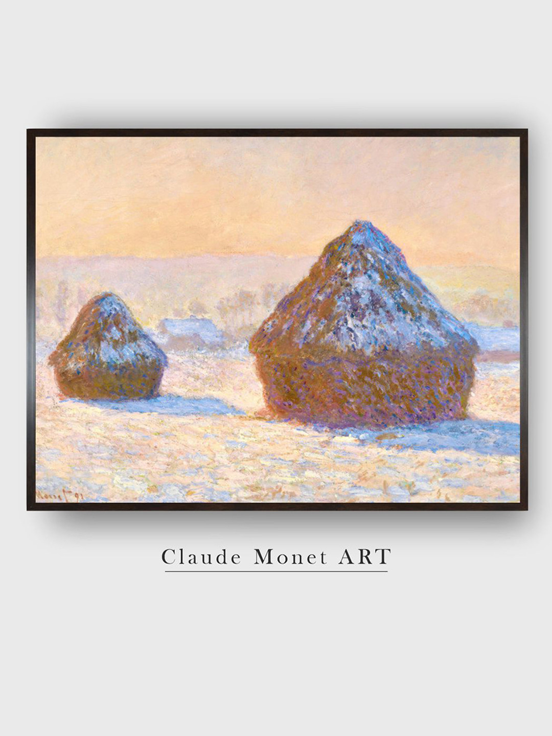 The Art House Brown & Black Wheatstacks Canvas Painting Framed Wall Art