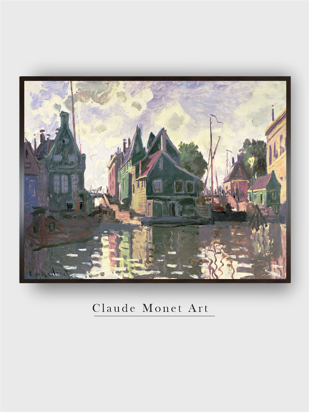 The Art House Grey & Black Zaandam by Claude Monet Canvas Painting Wall Art