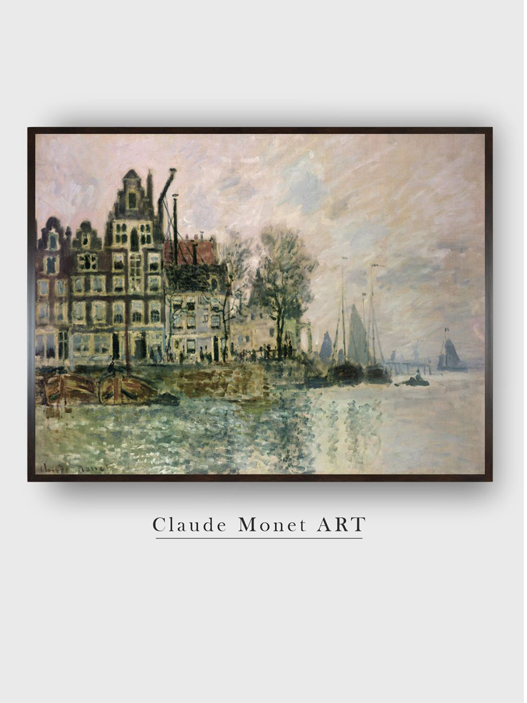 The Art House Green & Black Water Lilies Canvas Painting Framed Wall Art