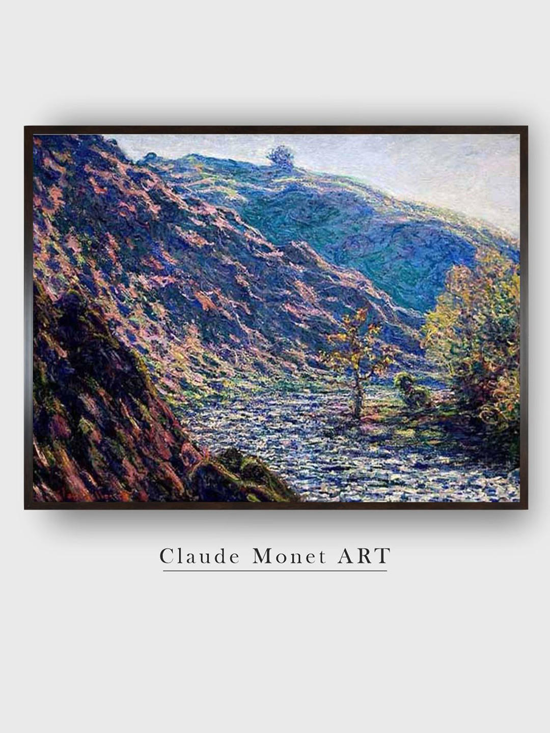 The Art House Blue & Brown Bend in the River by Claude Monet Canvas Painting Wall Art