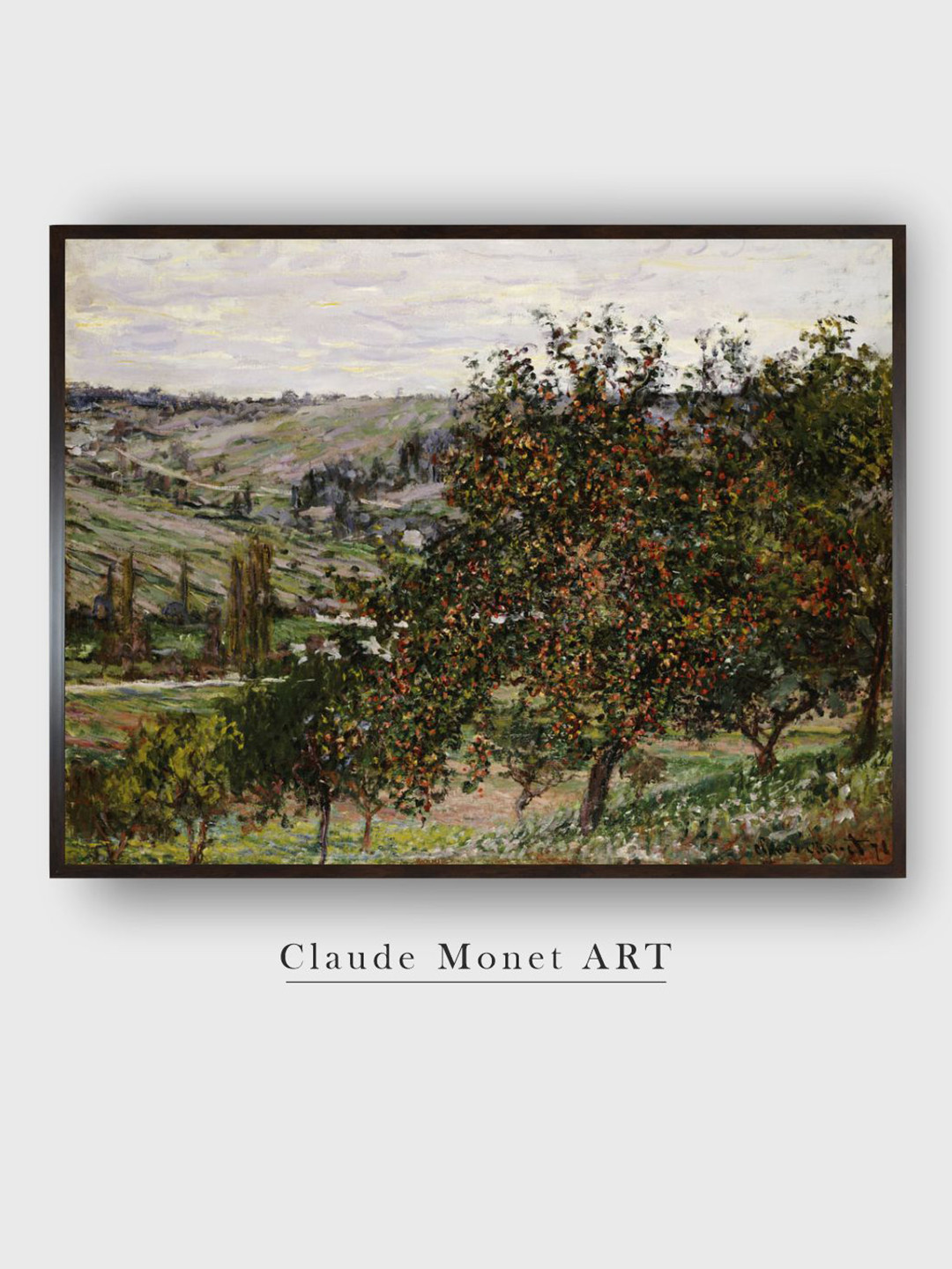 The Art House Green & Beige Apple Trees Near Vetheuil Painting Framed Wall Art
