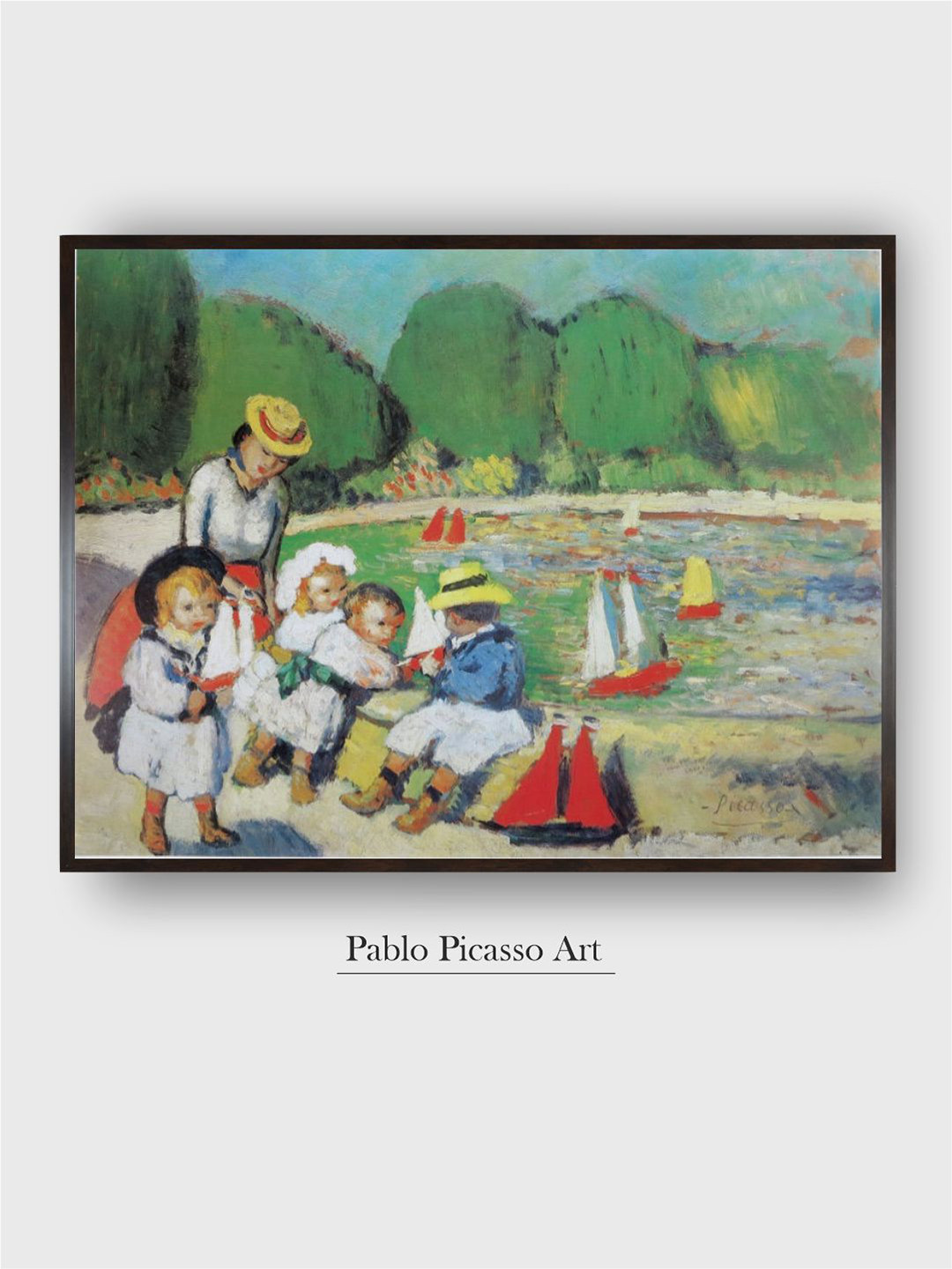 The Art House Wjite & Green Les Tuileries Painted Framed Wall Art