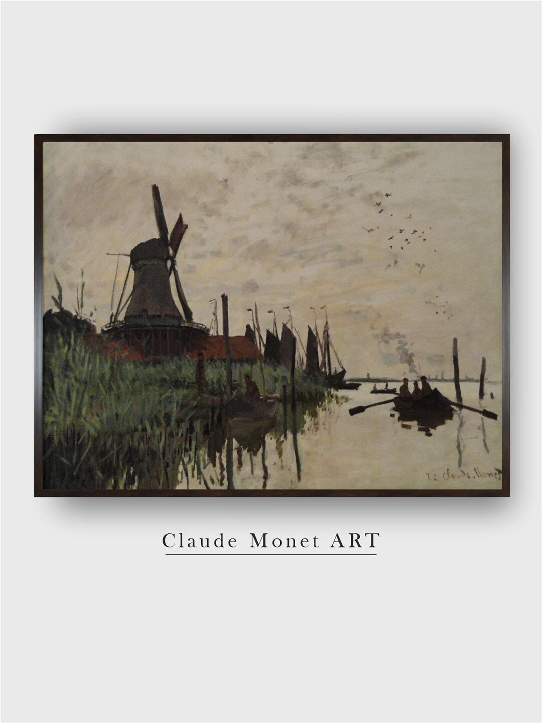 The Art House Beige & Green Windmill At Zaandam Painted Framed Wall Art