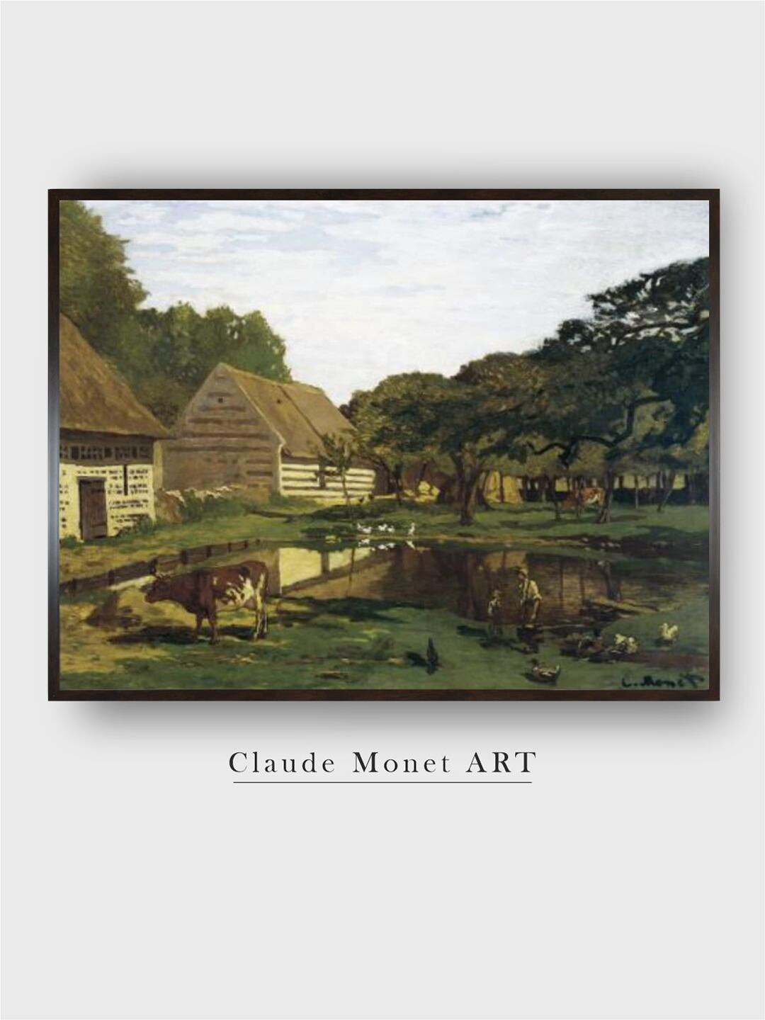 The Art House Normandie By Claude Monet Wood Wall Rectangle Paintings Wall Art-32x24In