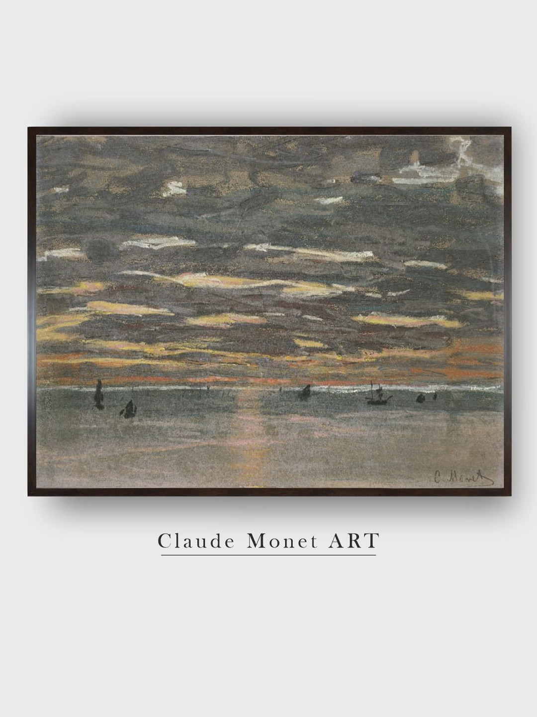 The Art House Sunset Beige Wood Wall Living Room Rectangle Paintings Wall Art -24 x 16In