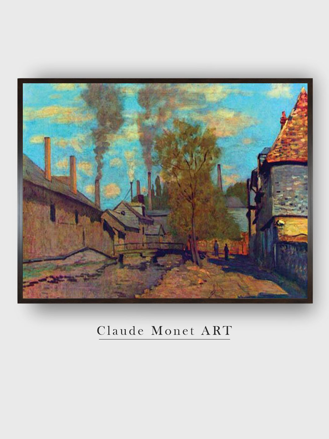 The Art House The Stream of Robec Monet Wood Wall Rectangle Paintings Wall Art - 12 x18In