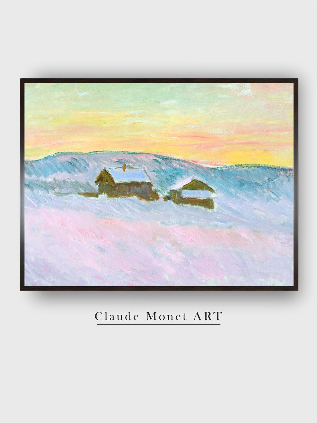 The Art House Blue & Pink Norwegian Landscape Blue Houses Canvas Painting Wall Art