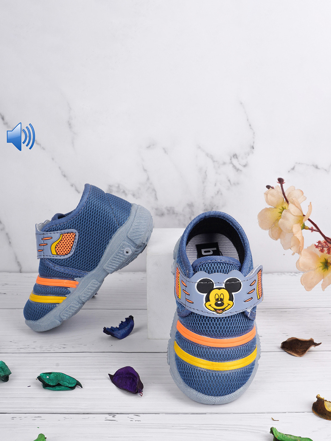 BAESD Kids Mickey Printed Musical Lightweight Anti-Skid Anti-Collision Velcro Sneakers