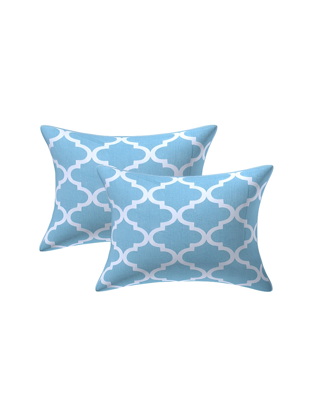 Texstylers Blue & White 2 Pieces Abstract Printed Cotton Rectangle Cushion Covers
