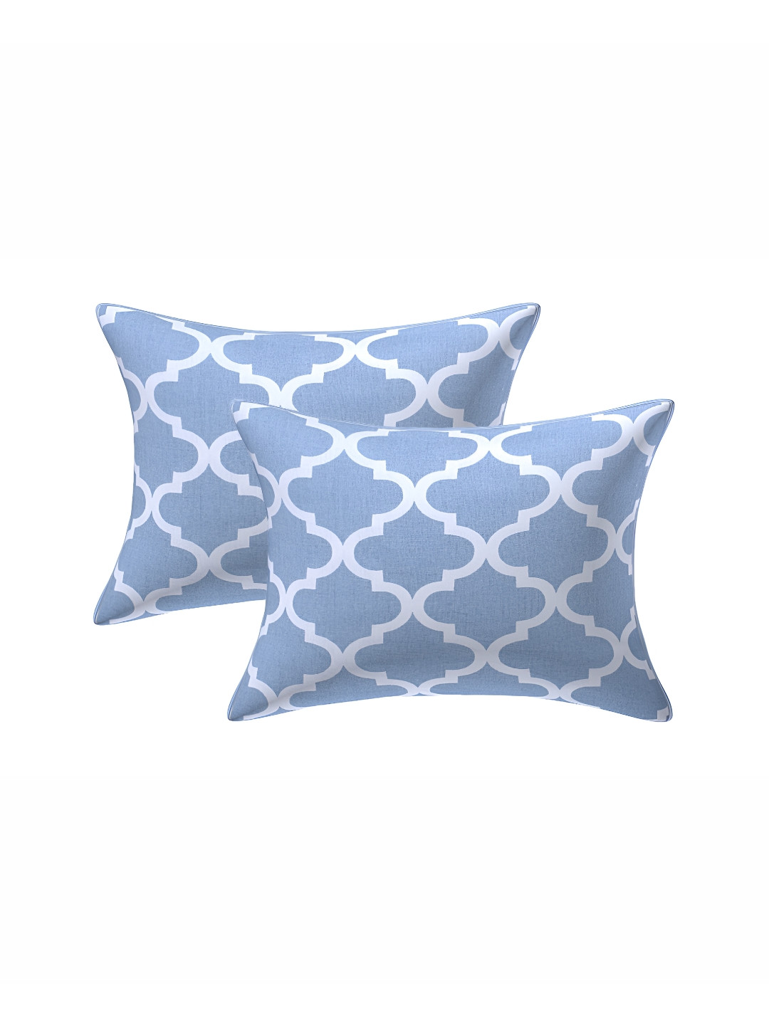 Texstylers White Geometric Cotton Breathable 2 Piece Rectangle Cushion Covers -12x18In