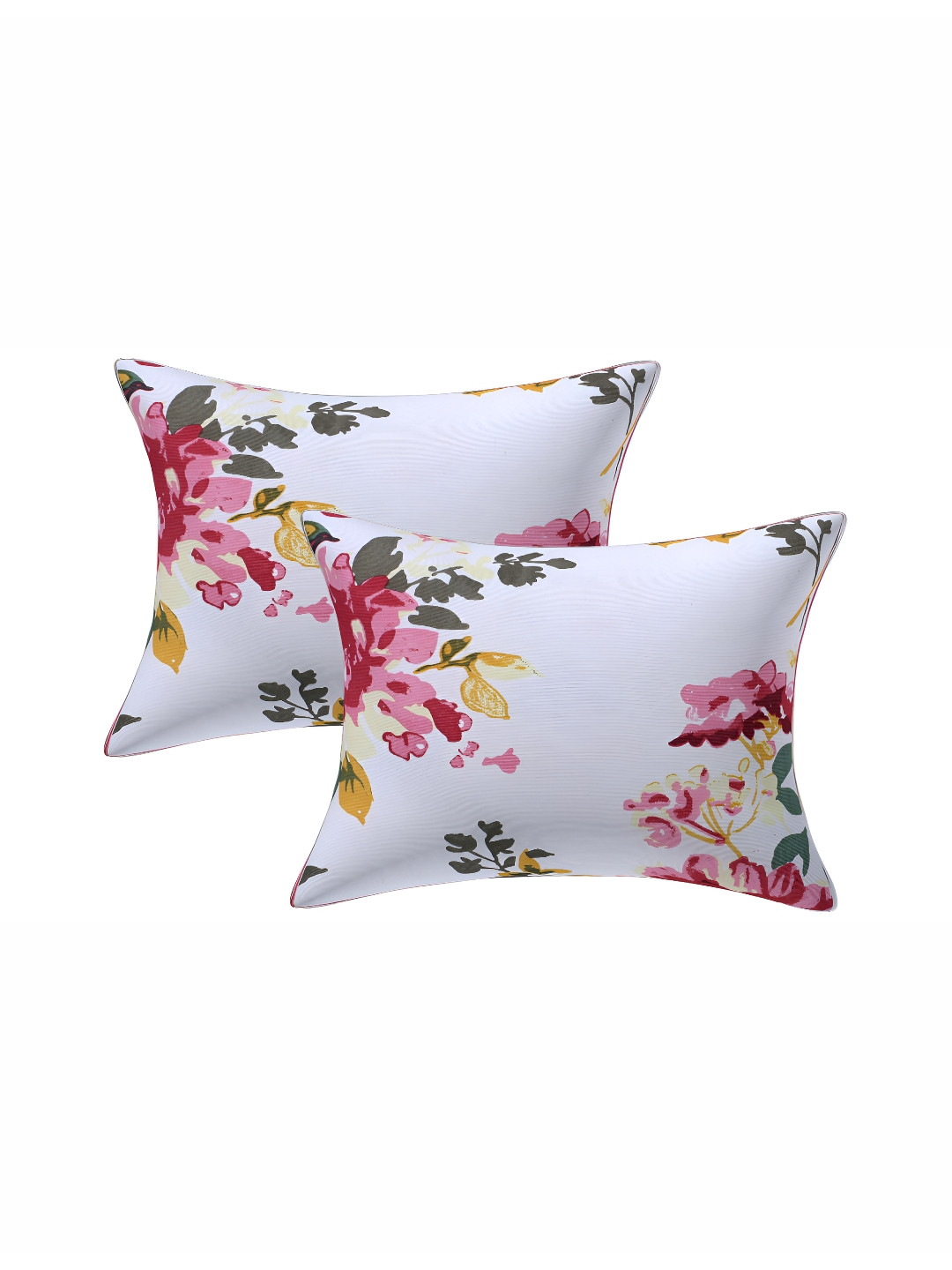Texstylers Reversible Floral Cotton Reversible 2 Pcs Rectangle Cushion Covers - 12 x 18 In