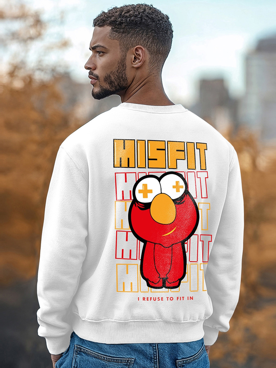 Bewakoof Misfit Graphic Printed Round Neck Fleece Pullover Sweatshirt