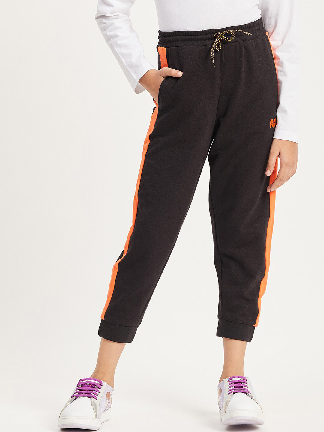 Purple United Kids Girls Cotton Three-fourth Joggers