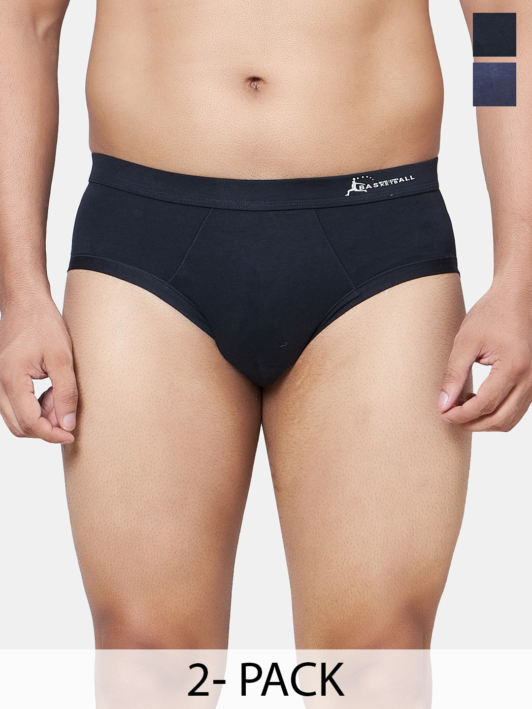 PLUMBURY Pack Of 2 Mid Rise Basic Briefs PLMPANTY433GR/BLS