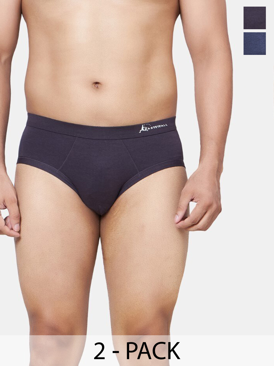 PLUMBURY Pack Of 2 Mid Rise Basic Briefs PLMPANTY433BROWN/GRS