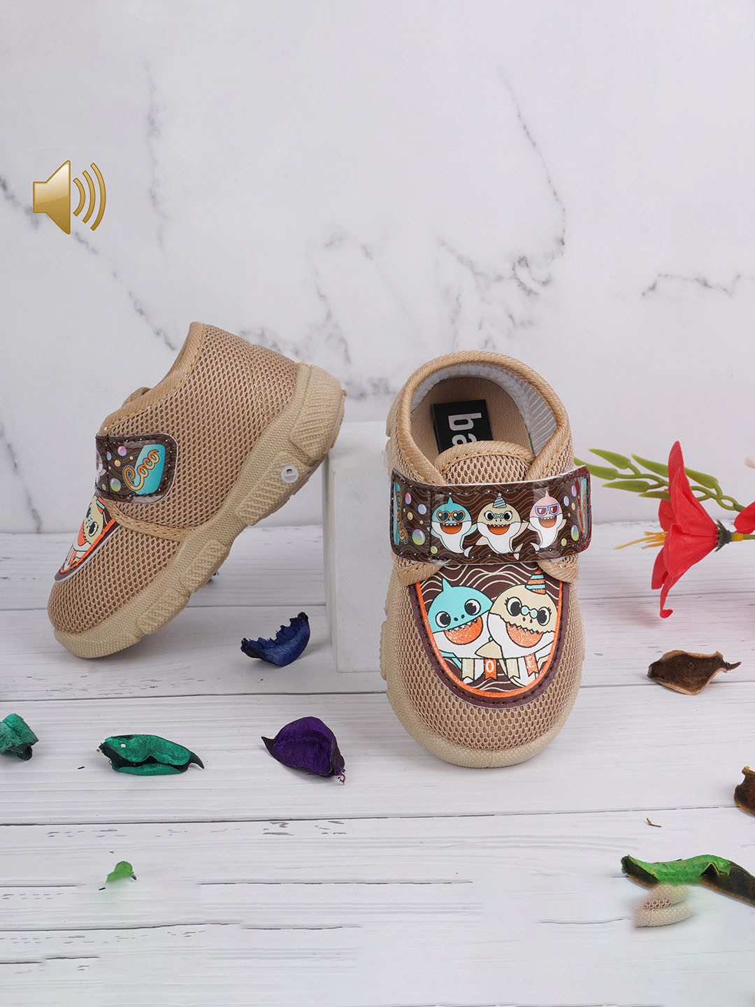 BAESD Kids Coco Printed Musical Lightweight Anti-Skid Anti-Collision Velcro Sneakers