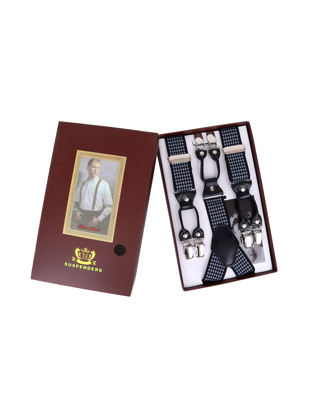 Zacharias Men Patterned Double Clip Suspender