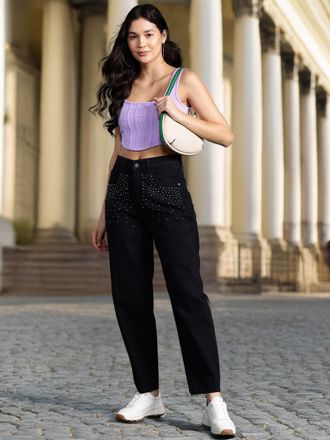 Dressberry Basics Women Embellished Slouchy Jeans