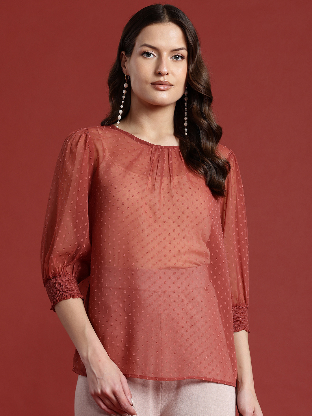 all about you Dobby Weave Sheer Top