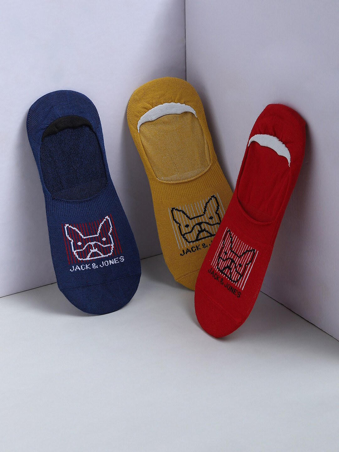 Jack & Jones Men Pack of 3 Patterned Shoe Liners Socks