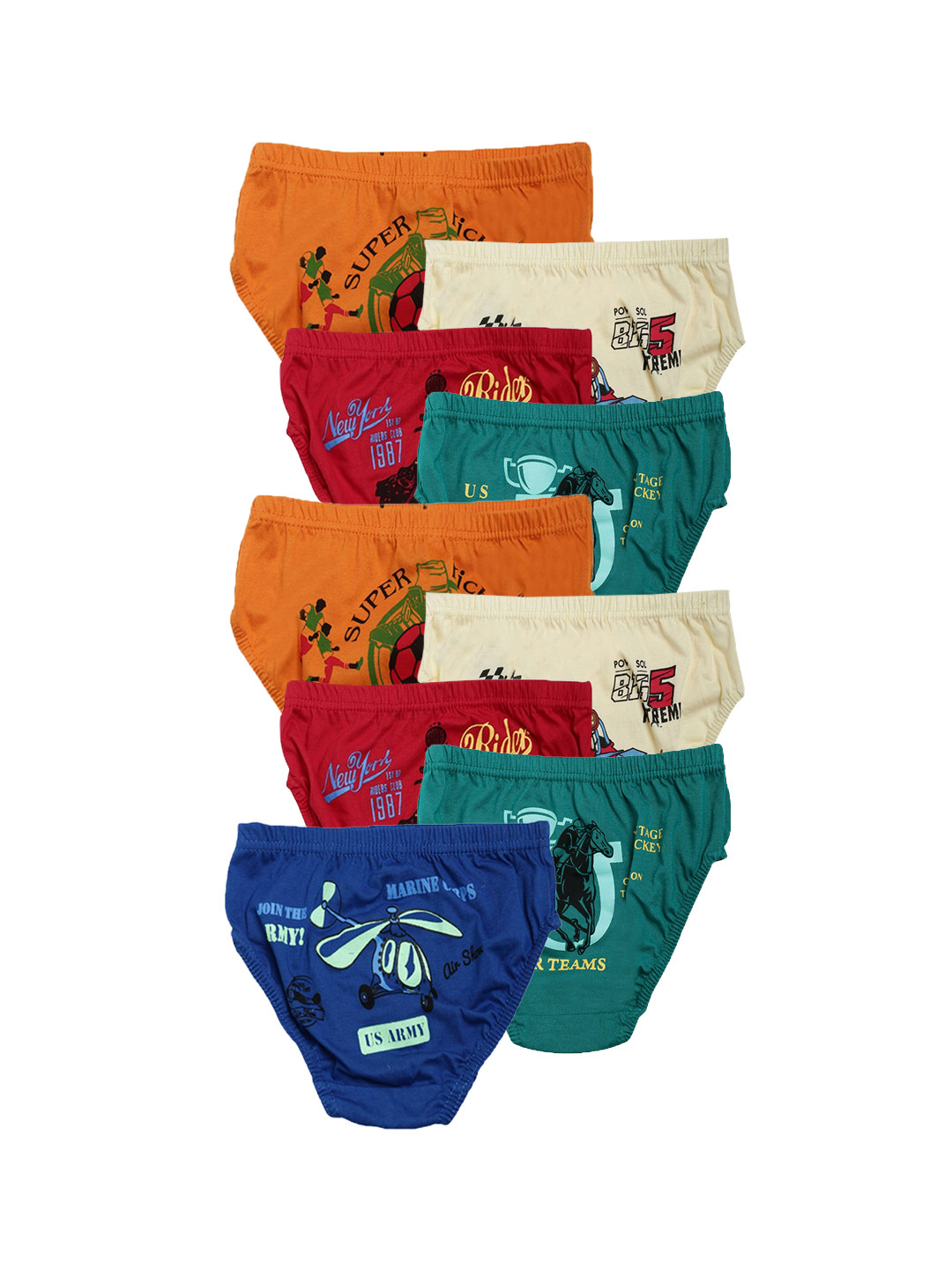 Dollar Kids Care Boys Pack Of 9 Assorted Pure Cotton Briefs MKKB-001-PO9-ASST