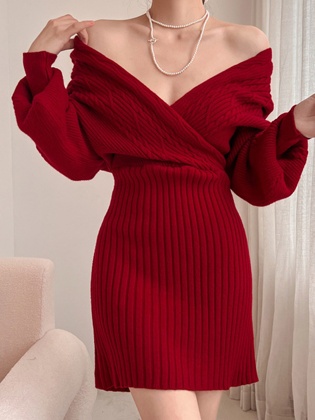 LULU & SKY Off-Shoulder Jumper Dress